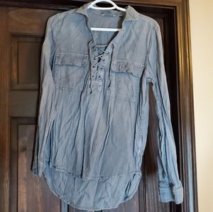 So M Long Sleeve Blouse Blue